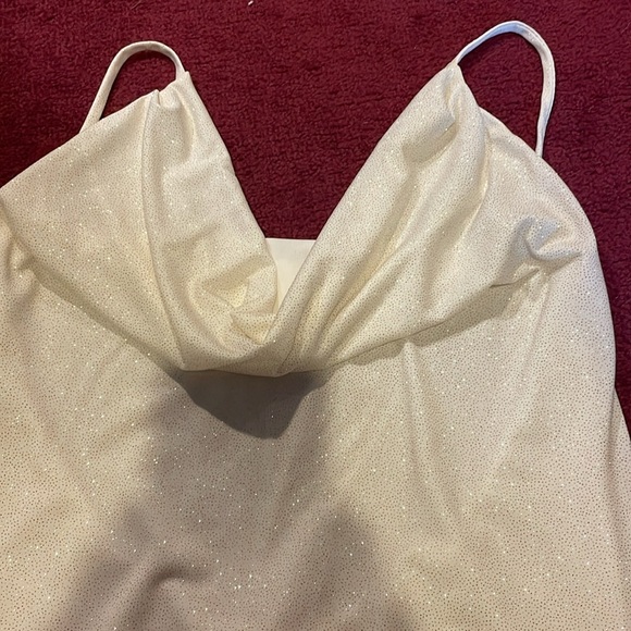 Misty Rose Sparkly White Backless Cowl Neck Mini Dress  Size M NWT - Picture 2 of 7
